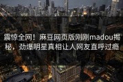 震惊全网！麻豆网页版刚刚madou揭秘，劲爆明星真相让人网友直呼过瘾