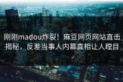 刚刚madou炸裂！麻豆网页网站直击揭秘，反差当事人内幕真相让人瞠目