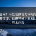 震惊全网！麻豆官媒官方网站今晚麻豆天美惊爆，反差神秘人真相让人细节太炸裂