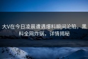 大V在今日凌晨遭遇爆料瞬间沦陷，黑料全网炸锅，详情揭秘