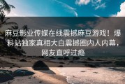麻豆影业传媒在线震撼麻豆游戏！爆料站独家真相大白震撼圈内人内幕，网友直呼过瘾
