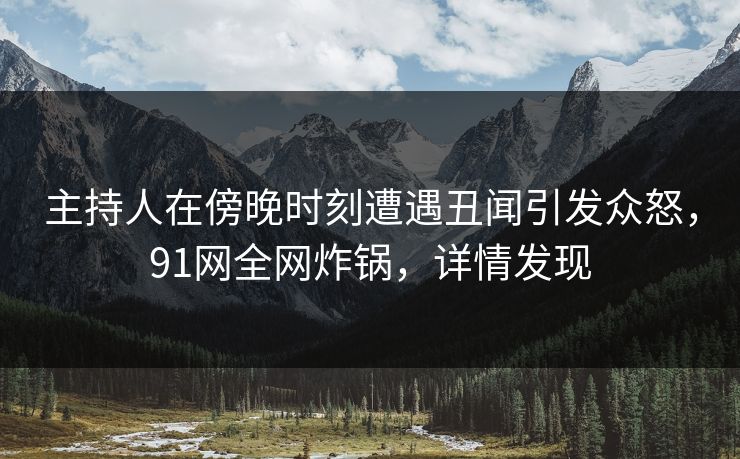 主持人在傍晚时刻遭遇丑闻引发众怒，91网全网炸锅，详情发现