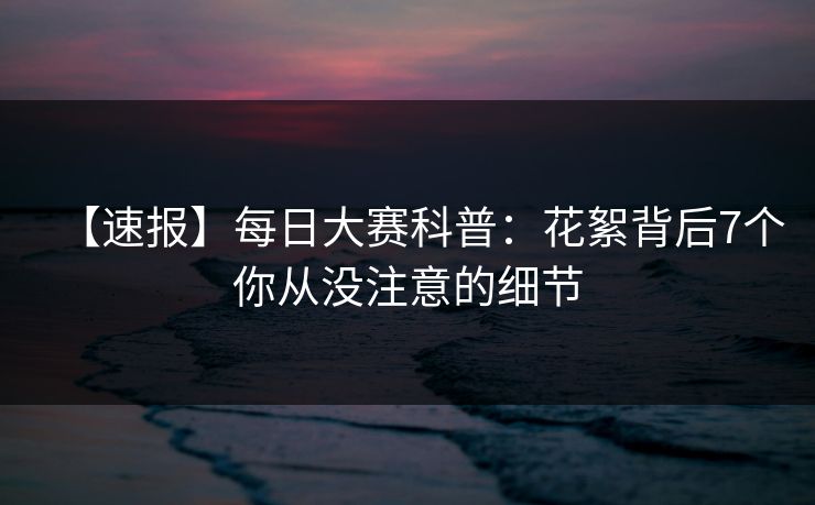 【速报】每日大赛科普：花絮背后7个你从没注意的细节