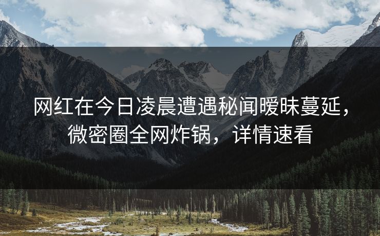 网红在今日凌晨遭遇秘闻暧昧蔓延，微密圈全网炸锅，详情速看