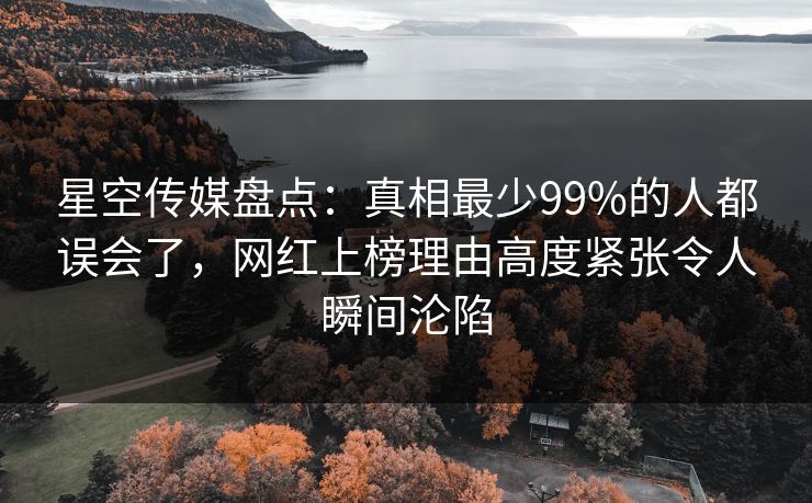 星空传媒盘点：真相最少99%的人都误会了，网红上榜理由高度紧张令人瞬间沦陷