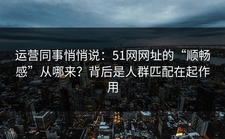 运营同事悄悄说：51网网址的“顺畅感”从哪来？背后是人群匹配在起作用